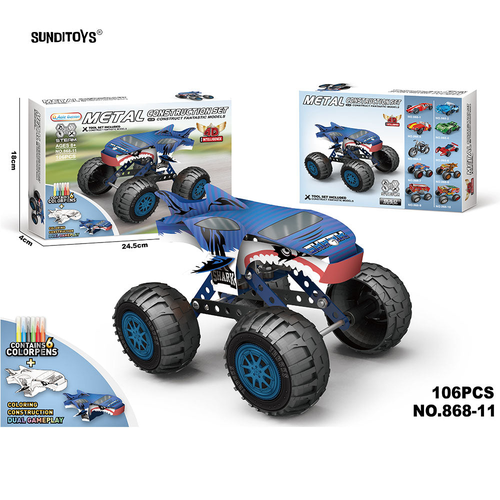 #868-11 DIY Drawing Metal Block Monster Truck-106PCS