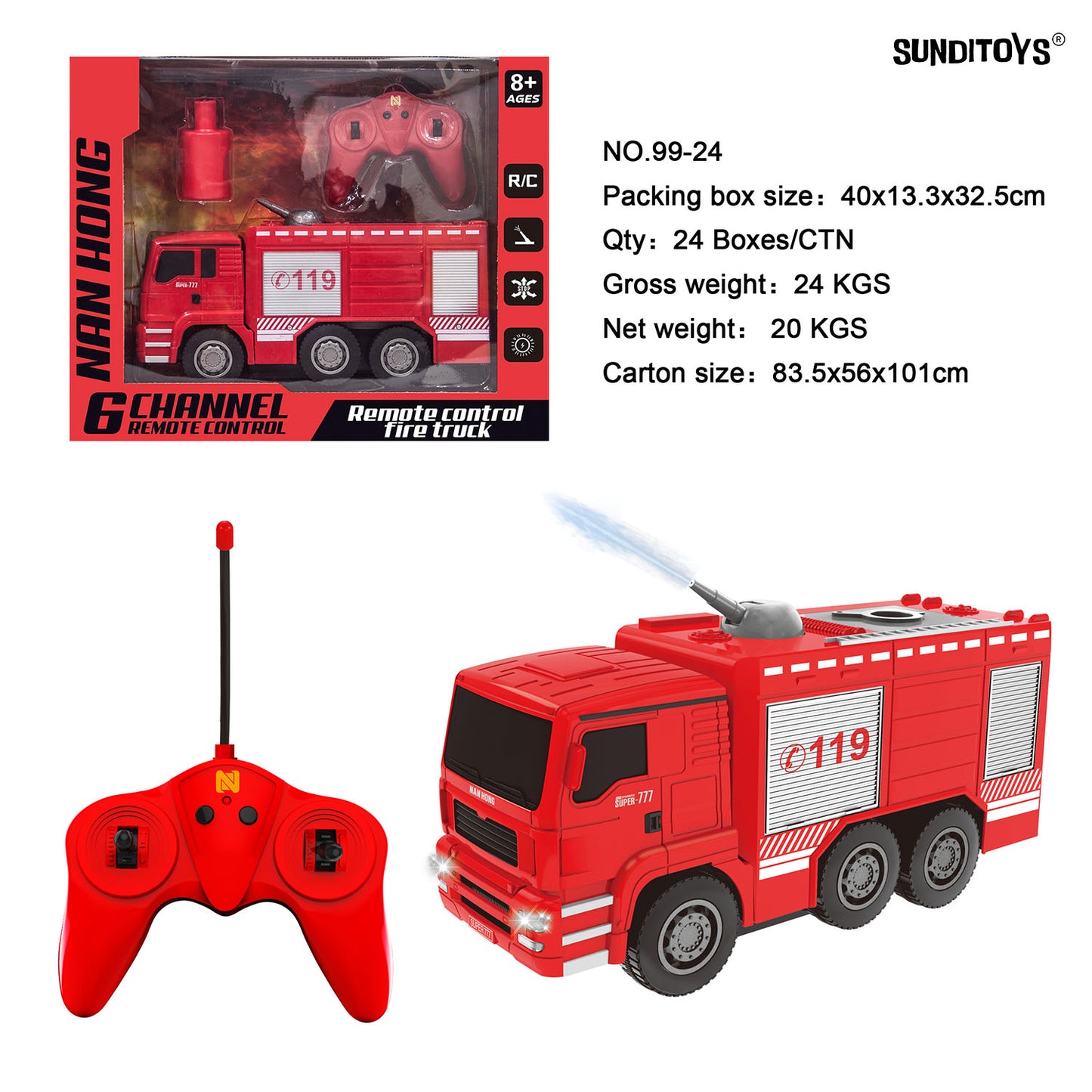 99-24 40MHz 6 Channels R/C Multi Functional Fire Engine
