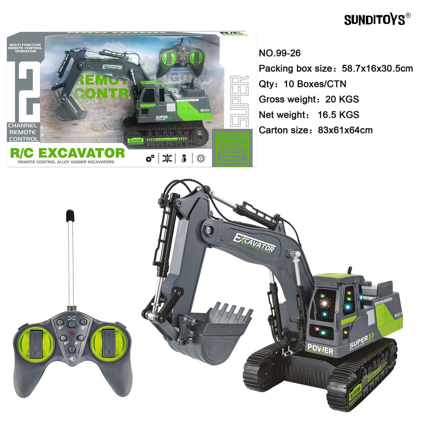 99-26 49MHz 12 Channels R/C Crawler Excavators