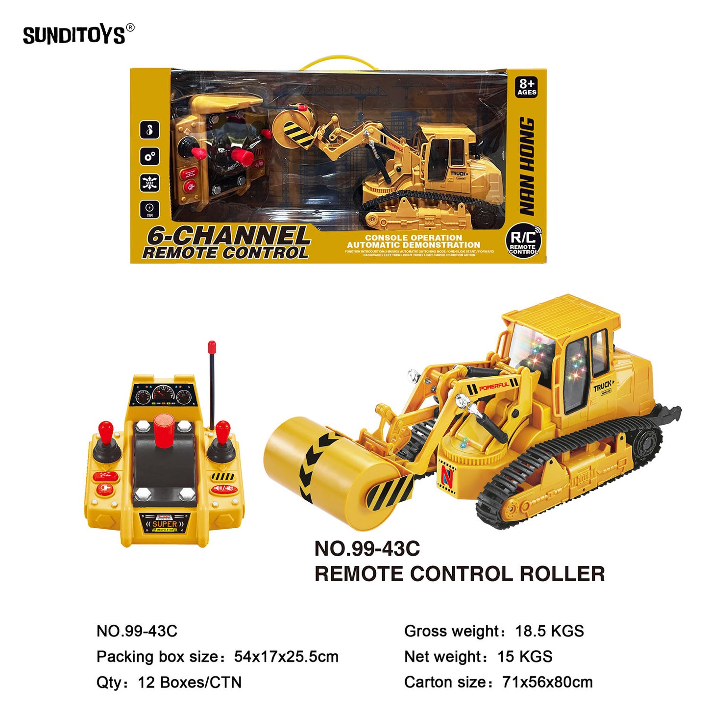 99-43C 40MHz 6 Channels R/C Construction Vehicle Roller