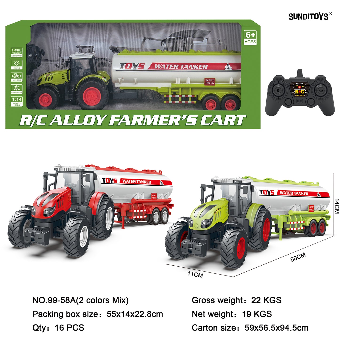 99-58A 2.4GHz Alloy Farmer's Fertilizer Truck/ Auto Demo: Forward/ Backward/ Left/ Right/ Lights