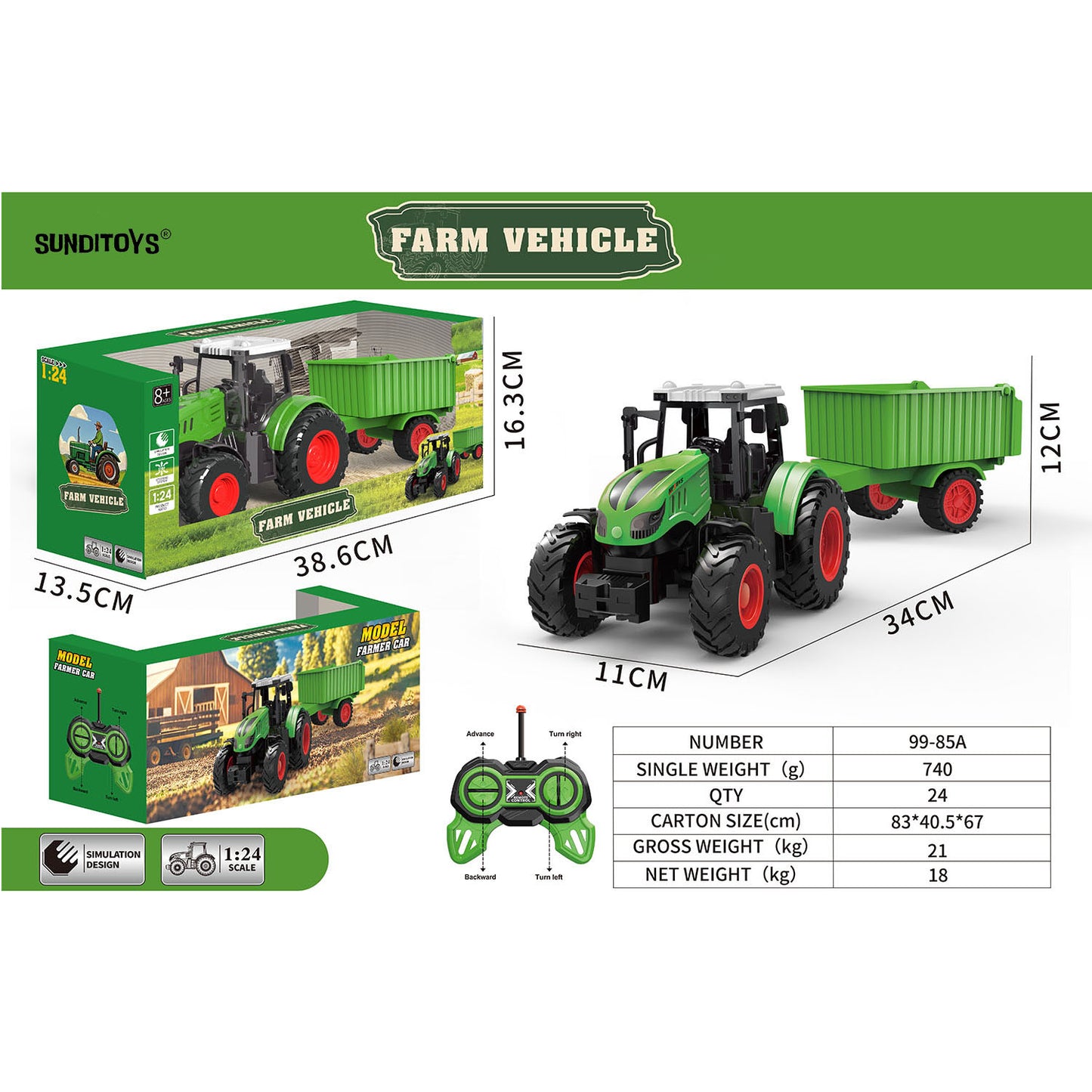 99-85A 40MHz Farmer's Transport Truck Forward/ Backward/ Left/ Right