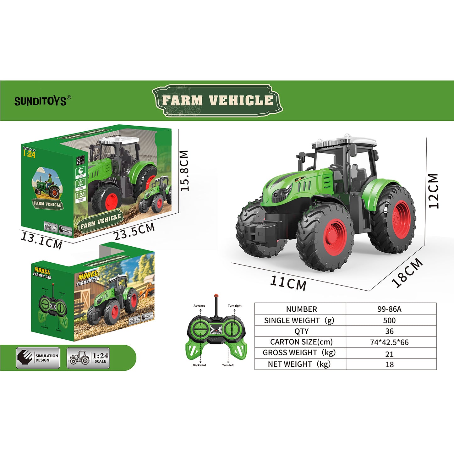 99-86A 40MHz Tractor Forward/ Backward/ Left/ Right