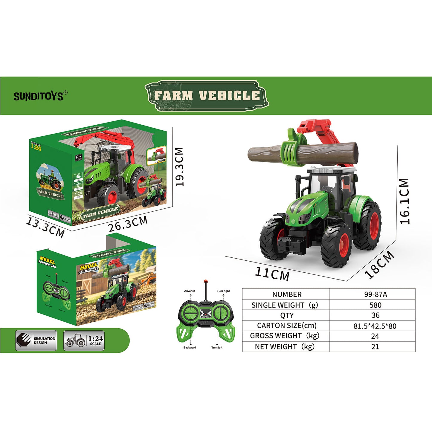 99-87A 40MHz Farmer Car Forward/ Backward/ Left/ Right