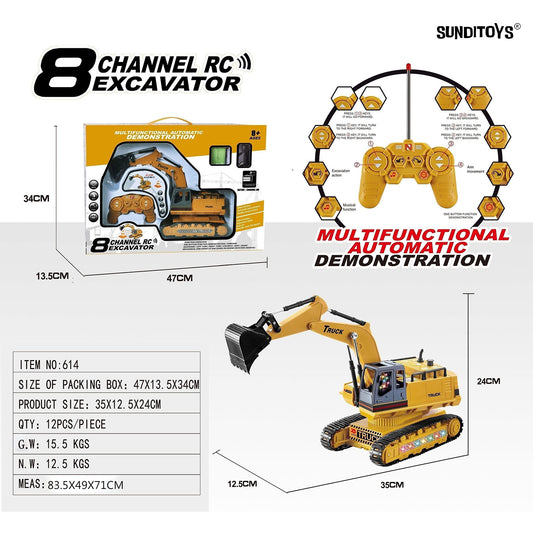 614 49MHz 8 Channels R/C One Click Present Crawler Excavators
