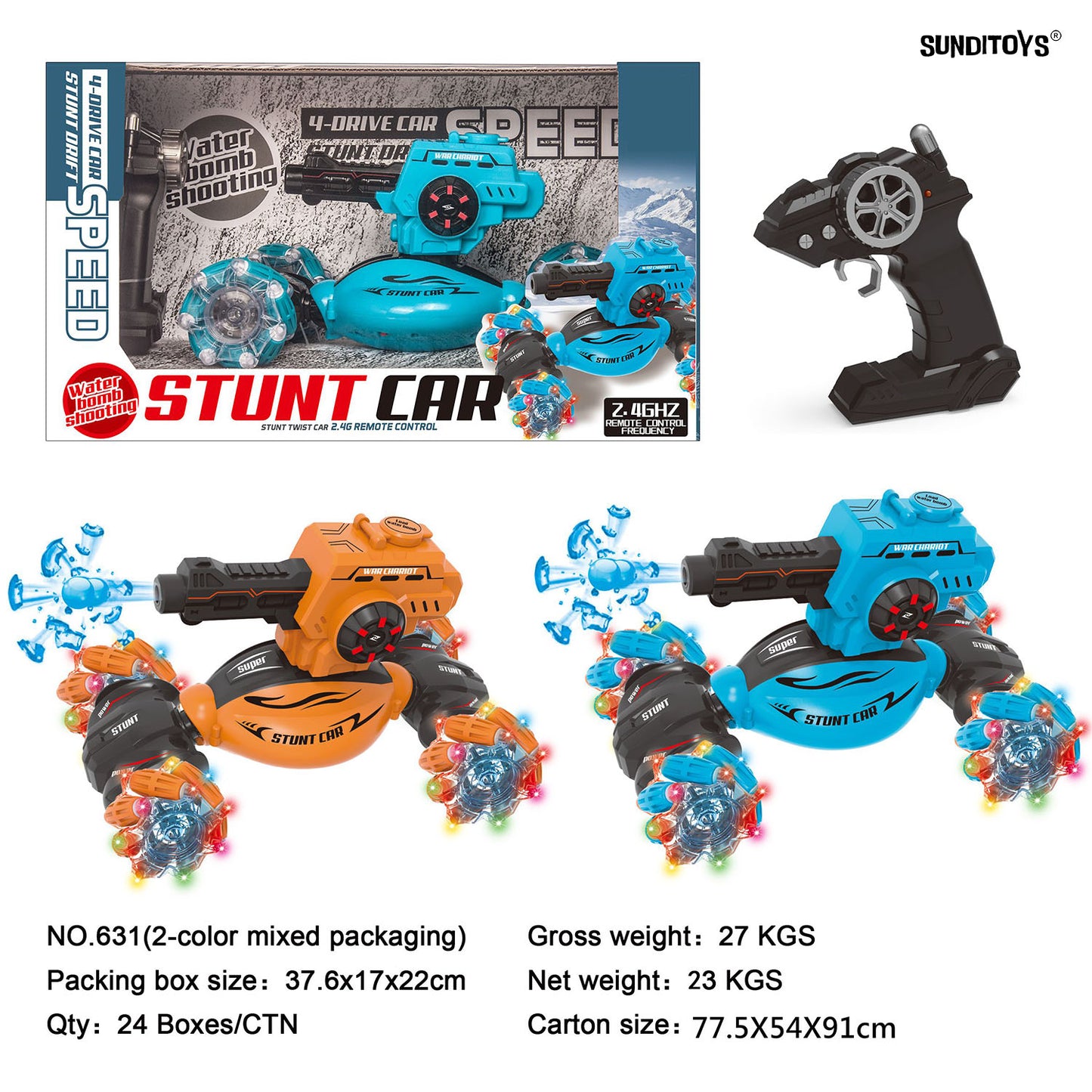 631 2.4GHz Water Bullet Twisting Stunt Car