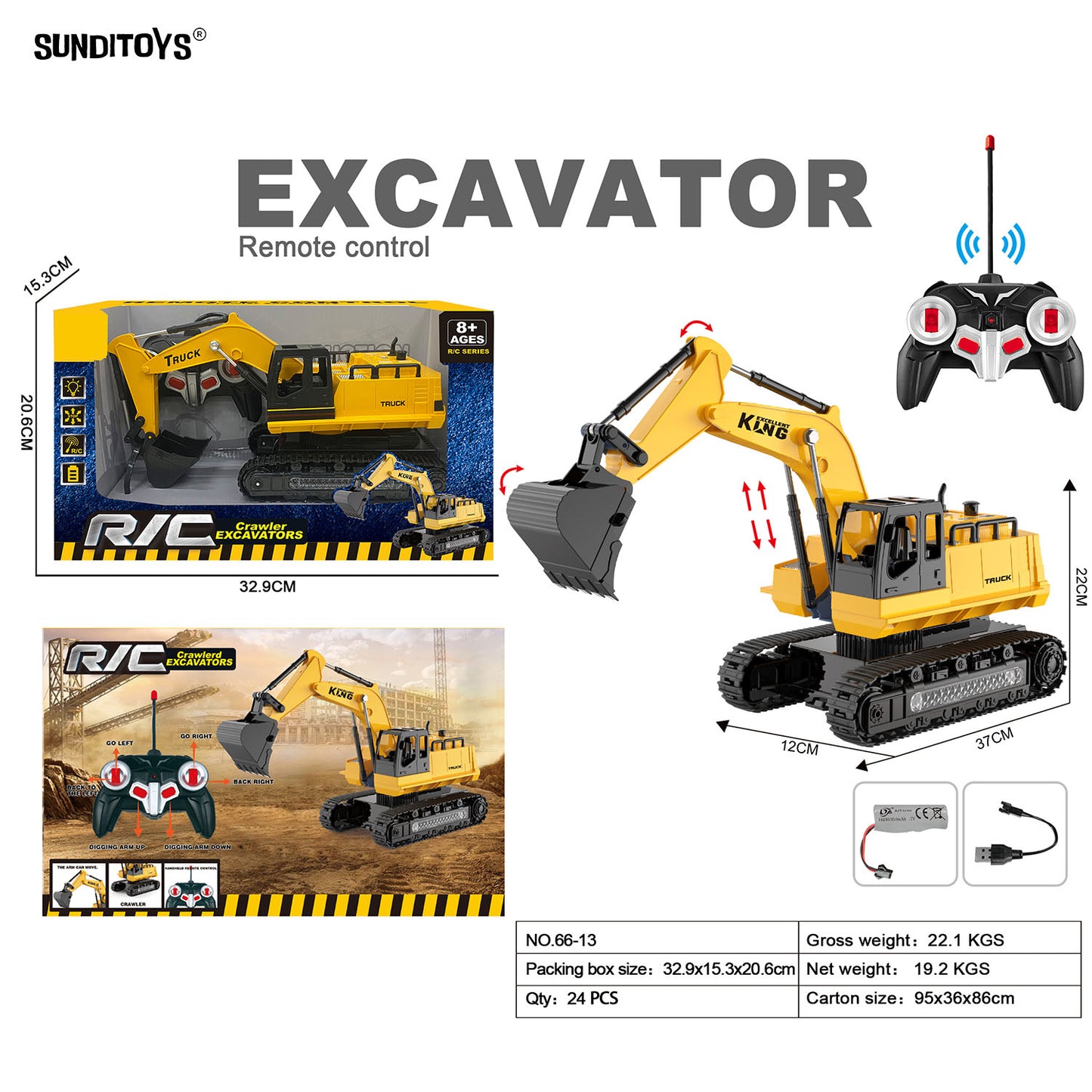 66-13 40MHz 6 Channels R/C Excavator