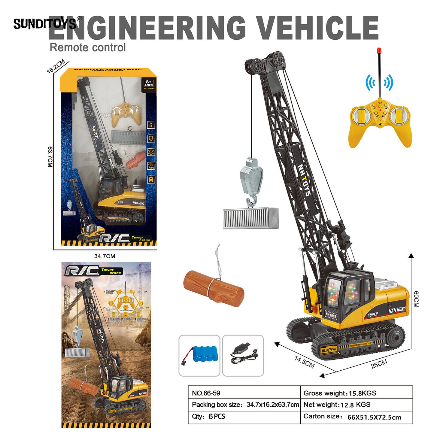 66-59 49MHz 8 Channels R/C One Click Start of Crawler Crane