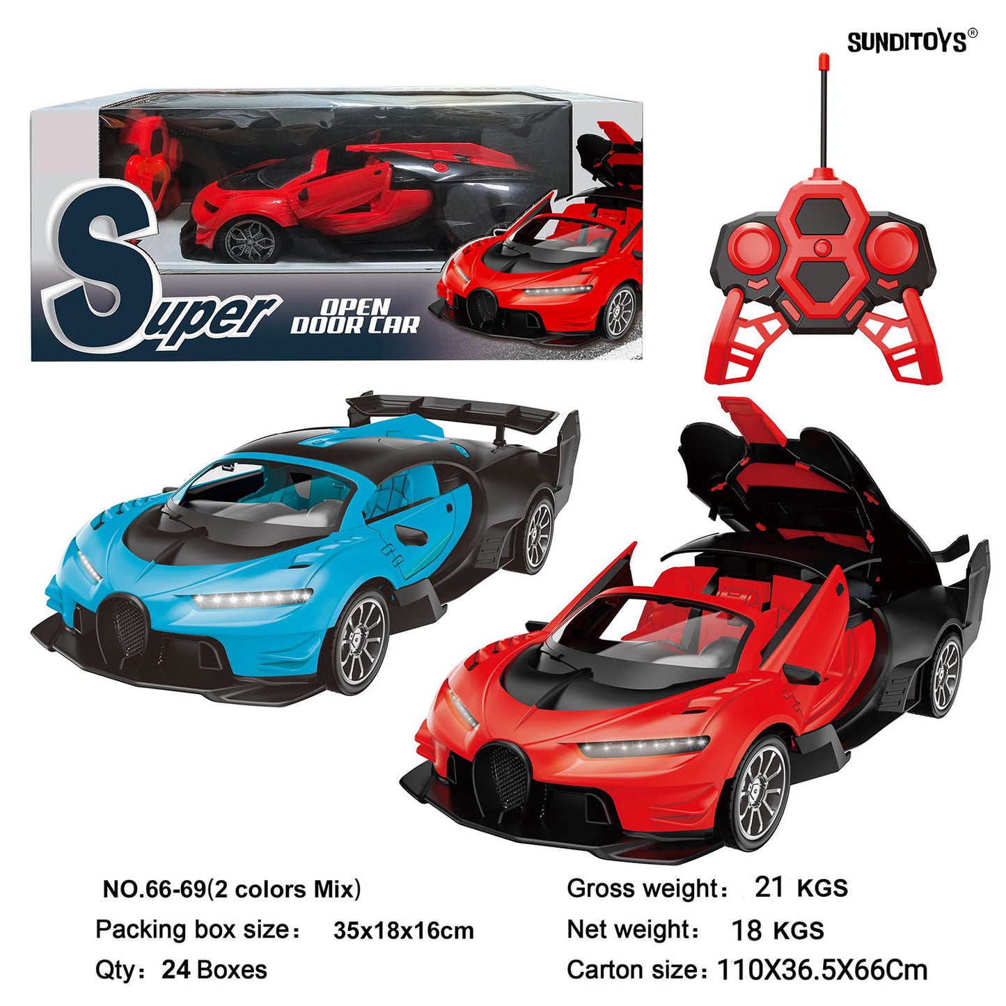 66-69 5 Channels 27MHz Open Door Remote Control Car