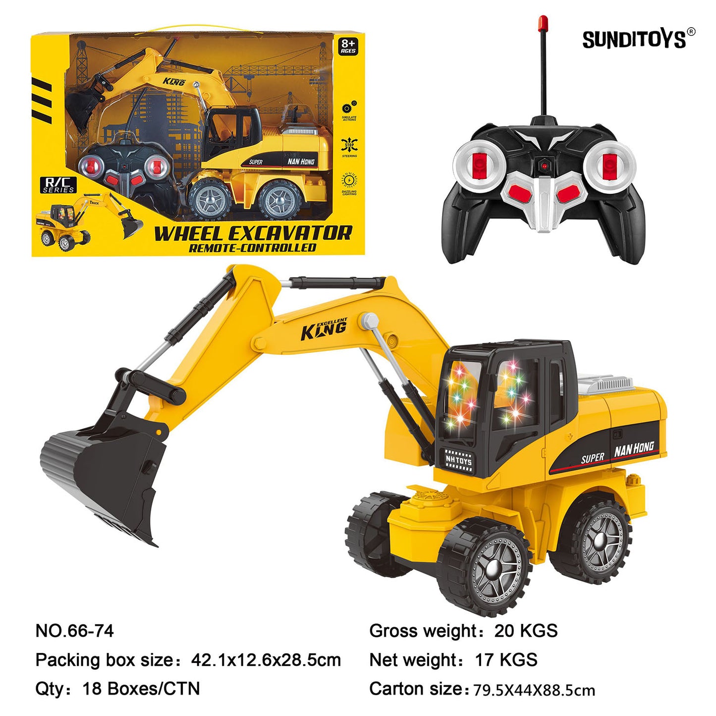 66-74 40MHz 6 Channels R/C Wheel Excavator