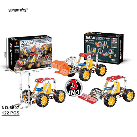 #6607 Metal Block Engineer Vehicle 3-in-1-122PCS