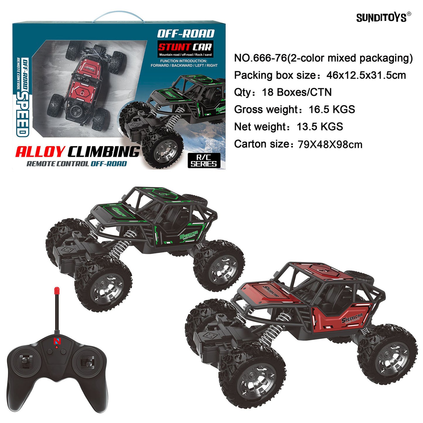 666-76 40MHz Four Wheel Alloy Stunt Off-road Climbing Vehicle