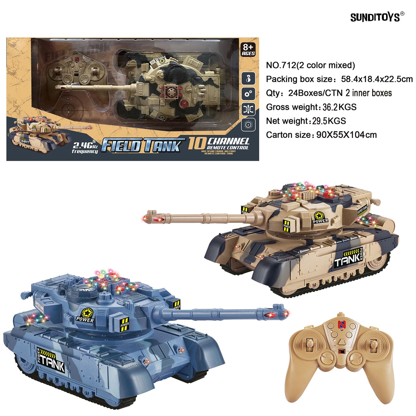 712 10 Channels 2.4GHz R/C Multi-Function Tank