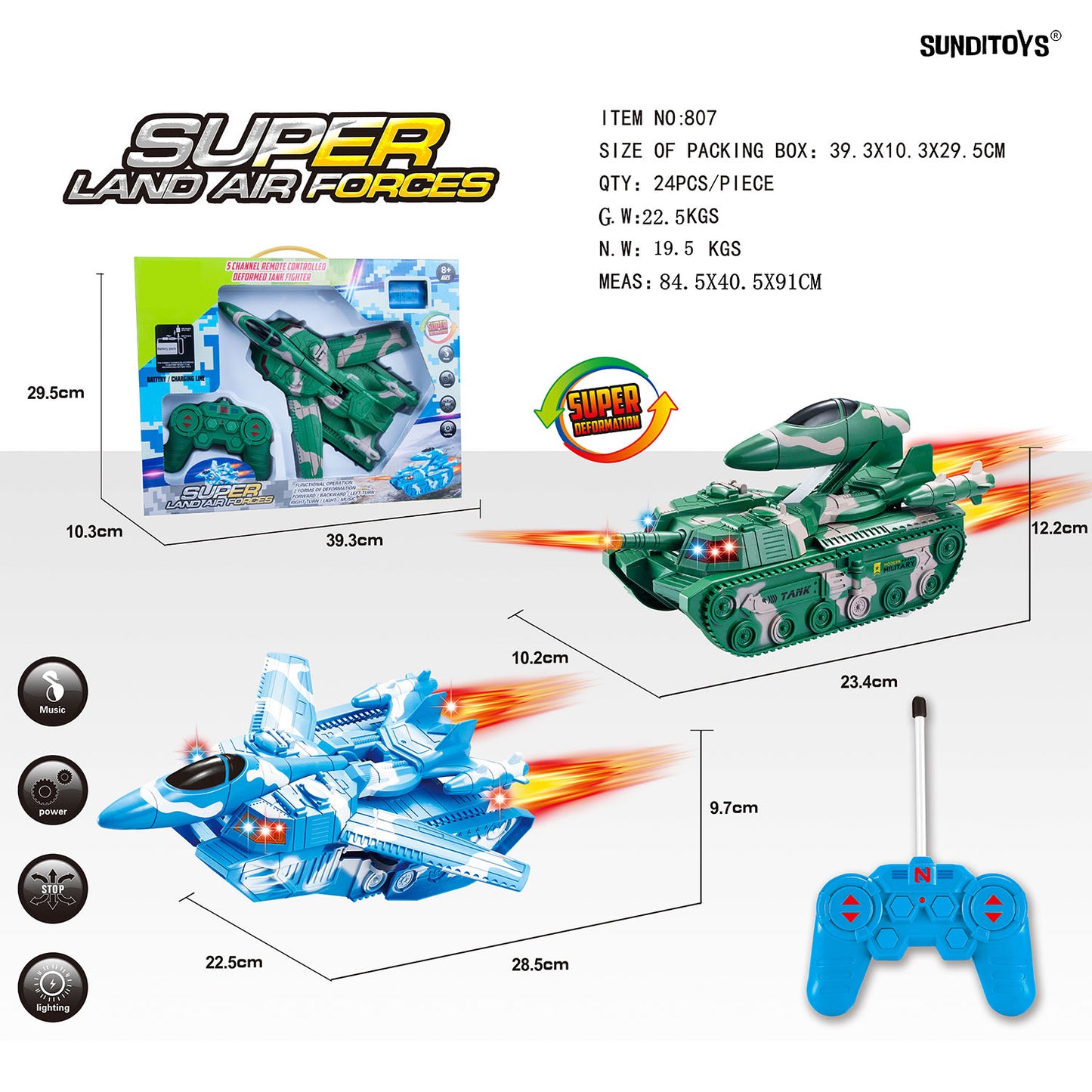 807 5 Channels 40MHz R/C Transform Tank Fighter Jet
