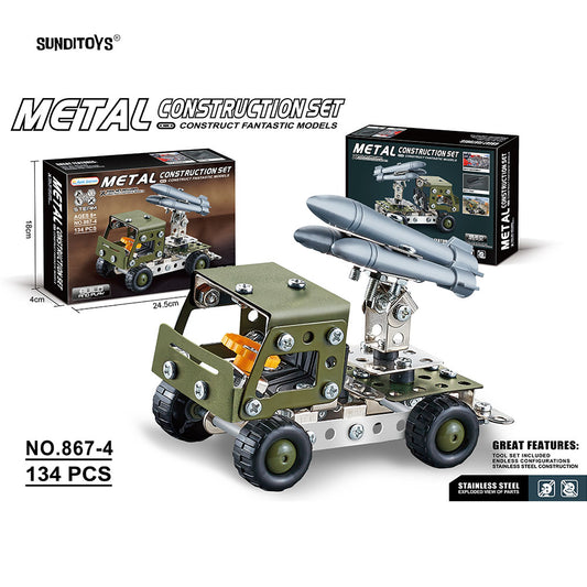 #867-4 Metal Building Block Assembly Military Transport Vehicle-134PCS
