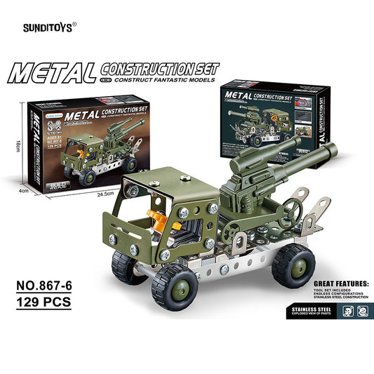 #867-6 Metal Building Block Assembly Military Transport Vehicle-129PCS