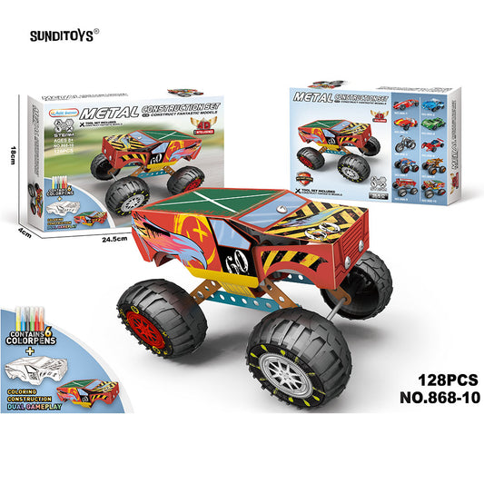 #868-10 DIY Drawing Metal Block Monster Truck-128PCS