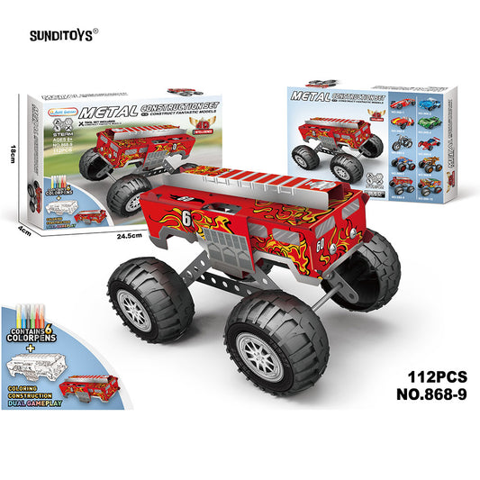 #868-9 DIY Drawing Metal Block Monster Truck-112PCS
