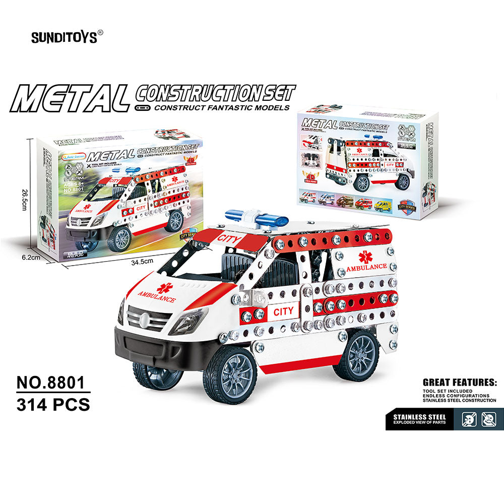 #8801, #8802, #8803&#8804 Metal Block Ambulance-314PCS