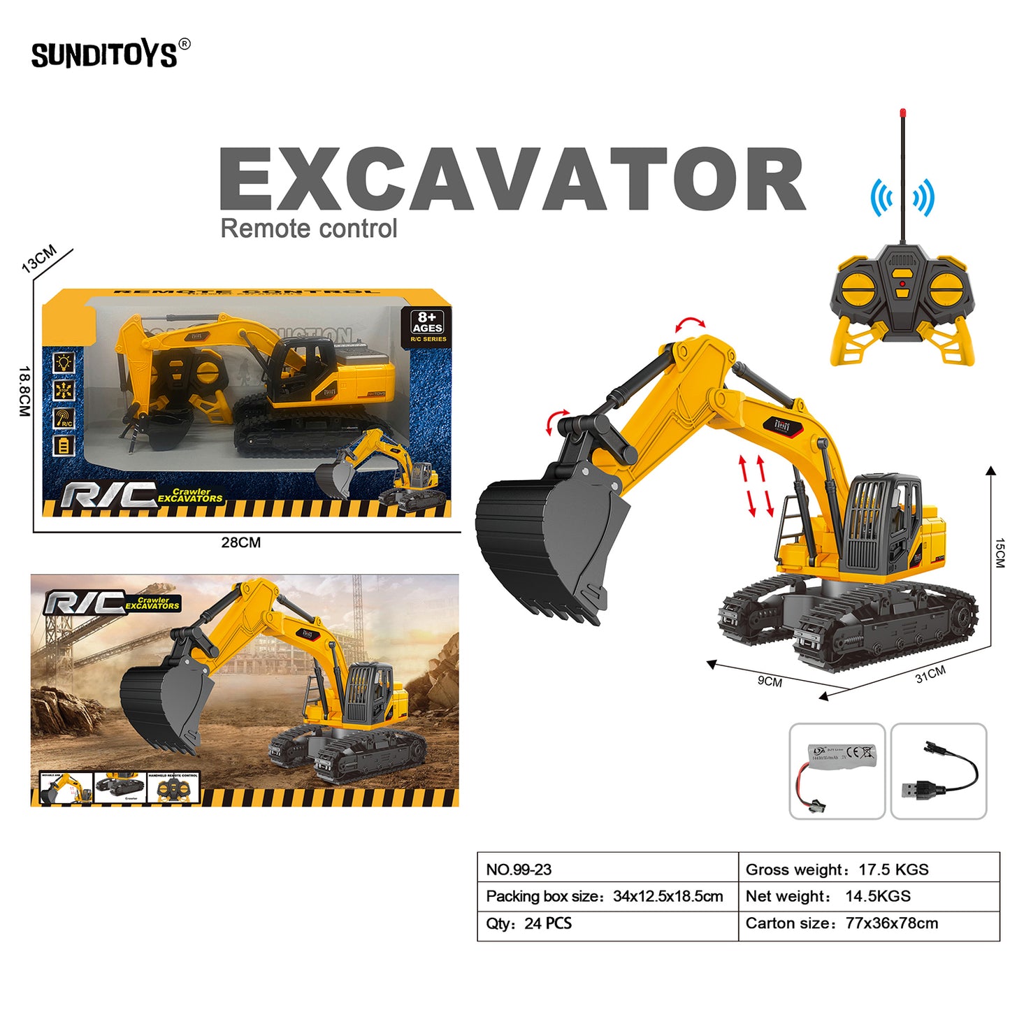 99-23 40MHz 5 Channels R/C Excavator