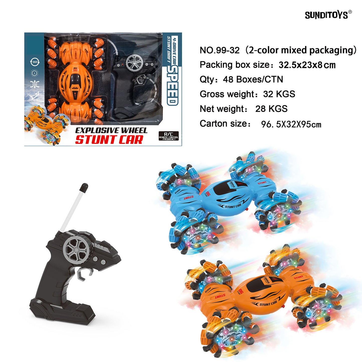 99-32 49MHz Four Wheel Explosive Stunt Car