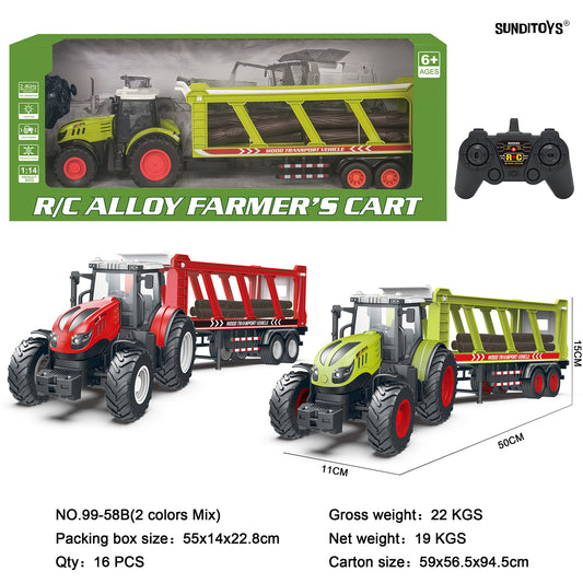 99-58B 2.4GHz Alloy Farmer's Trailer Truck/ Auto Demo: Forward/ Backward/ Left/ Right/ Lights