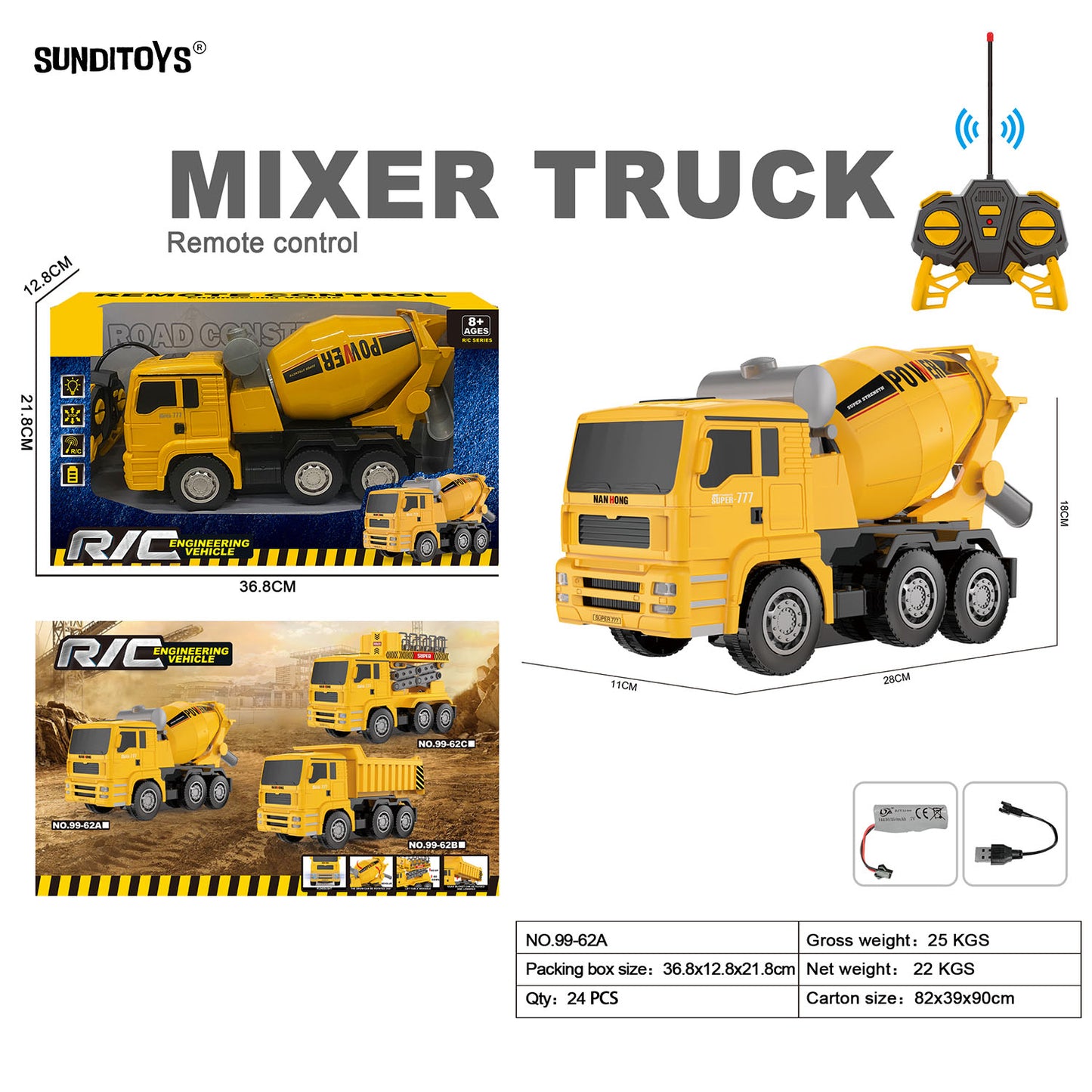 99-62A 40MHz 6 Channels R/C Mixer Truck