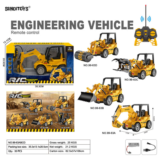99-63ABCD 40MHz 5 Channels R/C Wheel Excavator