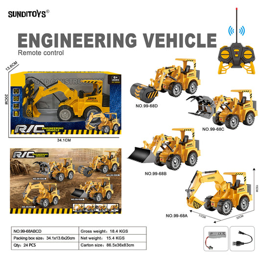 99-68ABCD 40MHz 5 Channels R/C Wheel Excavator