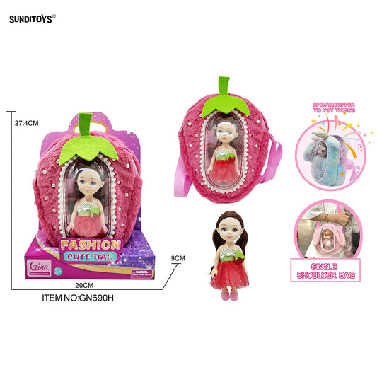 #GN690H, 6" Strawberry Baby Bag Girl